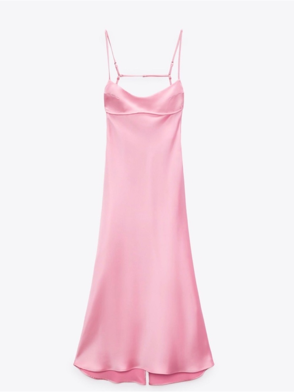 Zara Pink Satin Slip Dress with Spaghetti Straps